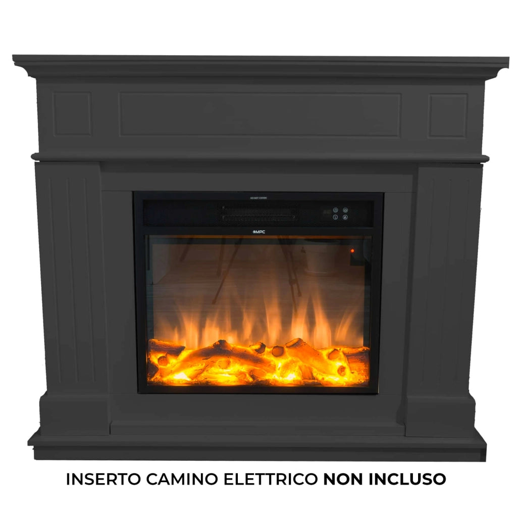 Cornice da Pavimento per Inserto Camino Elettrico 110x94,9x24,9 cm in MDF Sined Pienza Grigio