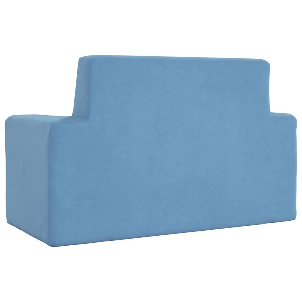 Divano per Bambini a 2 Posti Blu in Morbido Peluche 4104800