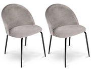 Set di 2 sedie da pranzo imbottite in velluto tortora piede nero – Nicole - SD03NIPN