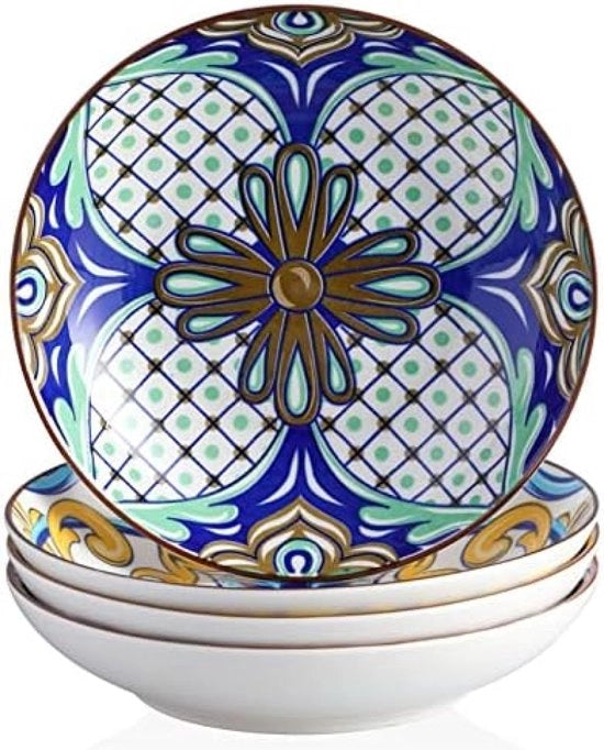 Set di piatti servizio Jasmin - Piatti da zuppa in porcellana - Stile arabo - 4 pezzi