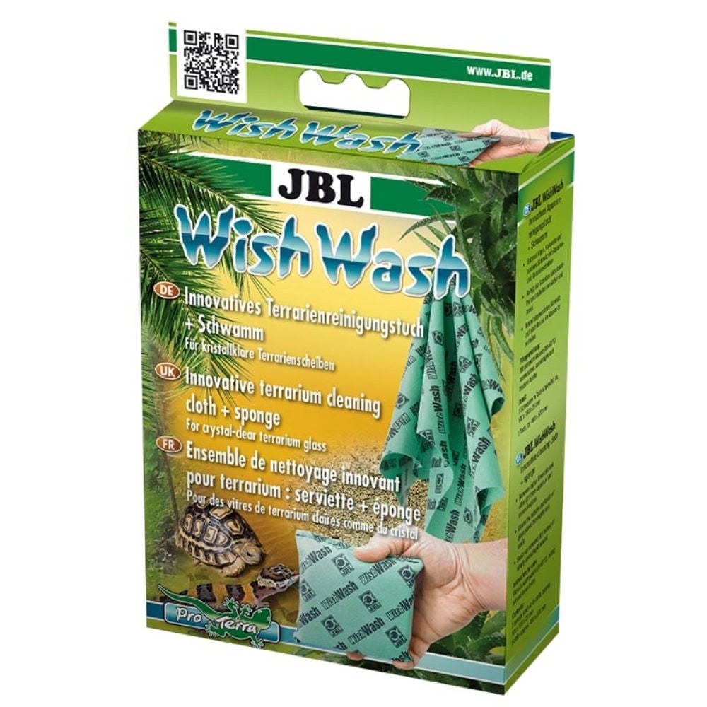 JBL WishWash Panno + Spugna con Fibre di Fyrell - Per la Pulizia delle Lastre di Acquari e Terrari