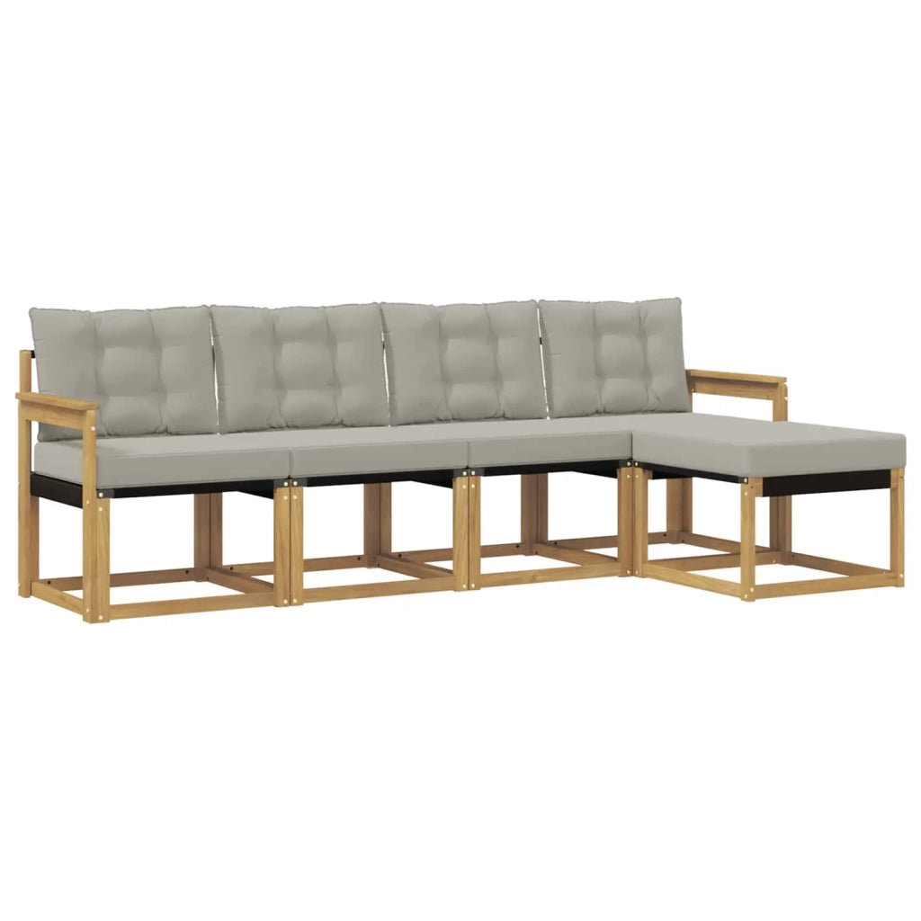 Set di divani da esterno 5 pz Bianco e Grigio Chiaro 3389373