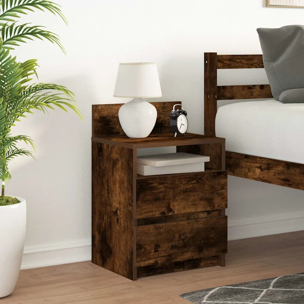 Comodino con 2 Cassetti Rovere Fumo 40x33x60 cm 858568