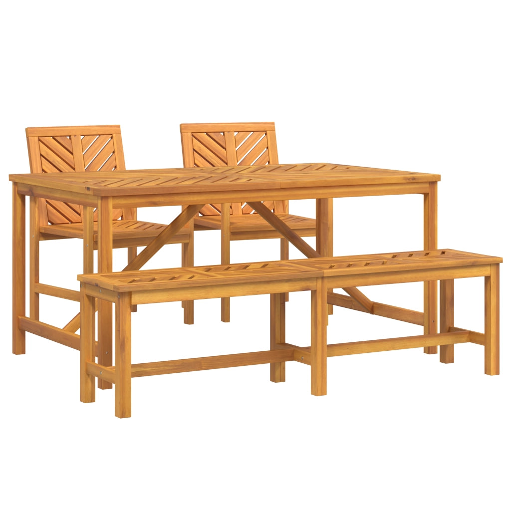 Set da pranzo da giardino in legno massello di acacia da 4 pezzi