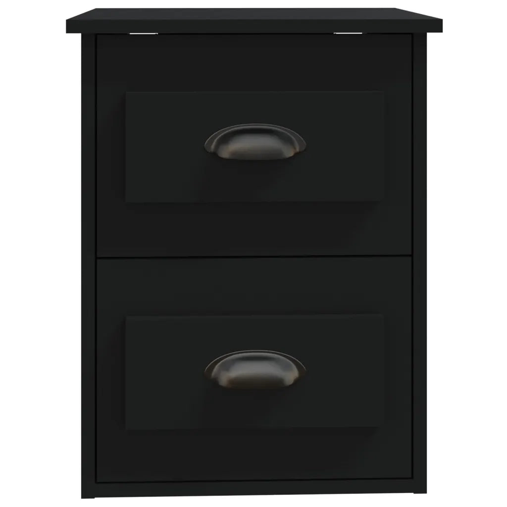 Set di 2 Comodini | Armadio da Notte | Mobiletto da notte a Parete Neri 41,5x36x53 cm