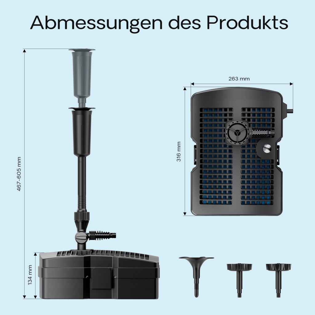 CUF-6000 3in1 Filtro, Pompa 2500l/h 54W e Chiarificatore UV 9 W per laghetti e fontane