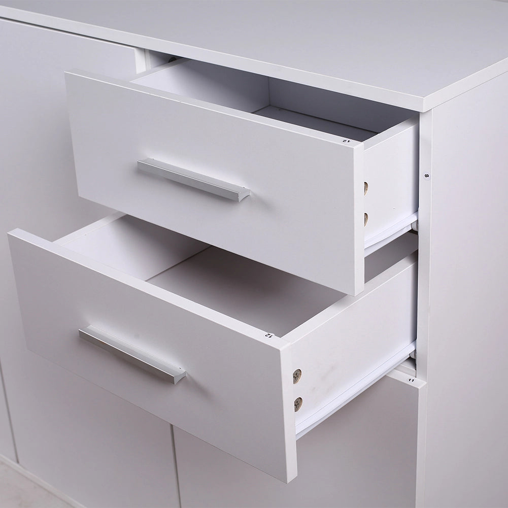 Mobile Cassettiera Moderna 3 Porte 2 Cassetti Design Minimal Bianco 120cm