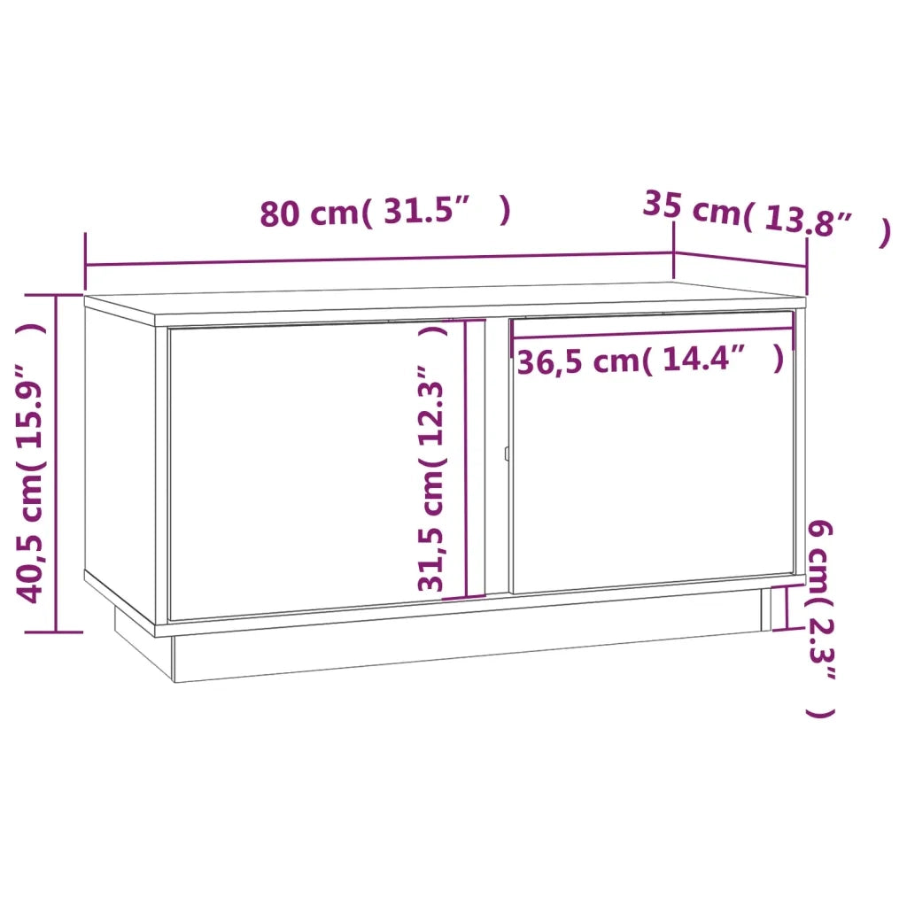 Mobile Porta TV Grigio 80x35x40,5 cm in Legno Massello di Pino 814471