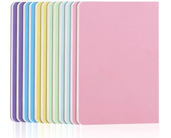 Quaderno Notizie A5 - 12 Unità - 60 Fogli - Copertina morbida - Colori pastello - Quaderno scolastico per studi e appunti