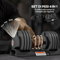 Kit Pesi Regolabili con Porta Manubri e Impugnatura Antiscivolo 33x16x16 cm in Acciaio e ABS Nero