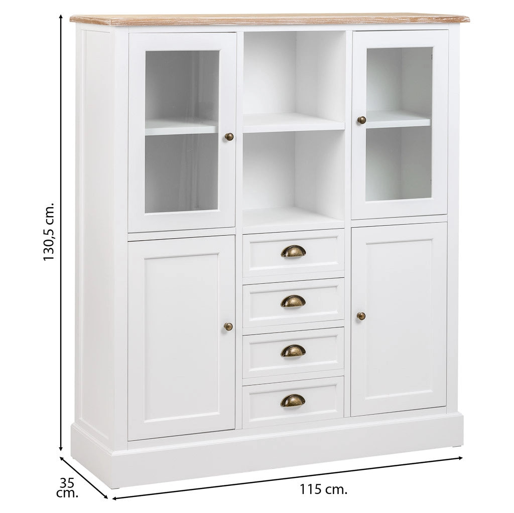 Vetrina in legno bianco 115x35x130,5h
