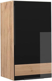 Pensile da cucina Fame-Line, Rovere nero lucido, 40 cm, per la combinazione con altri moduli della serie Fame-Line