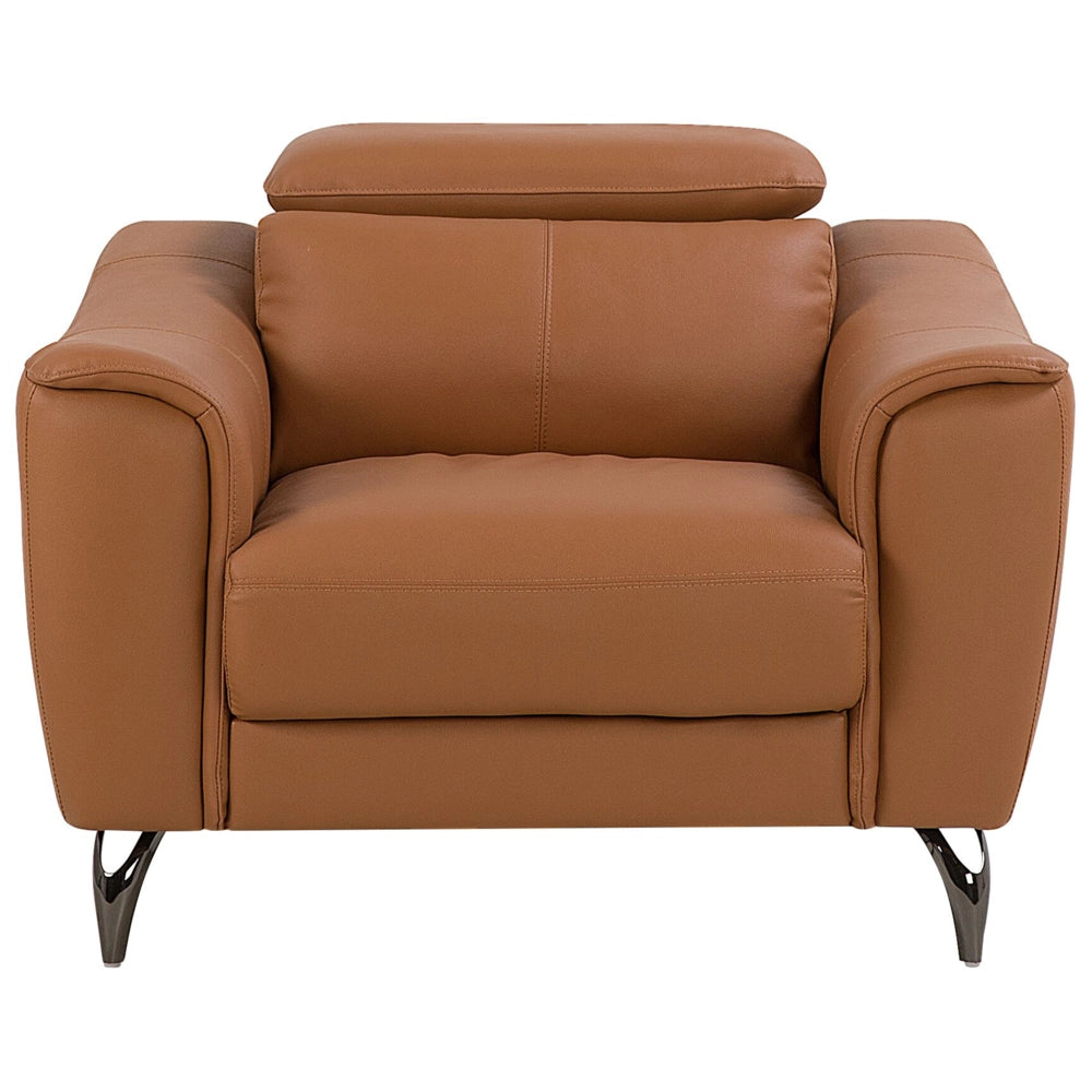 Poltrona in pelle marrone 98L x 104W x 93H poggiatesta regolabile retrò