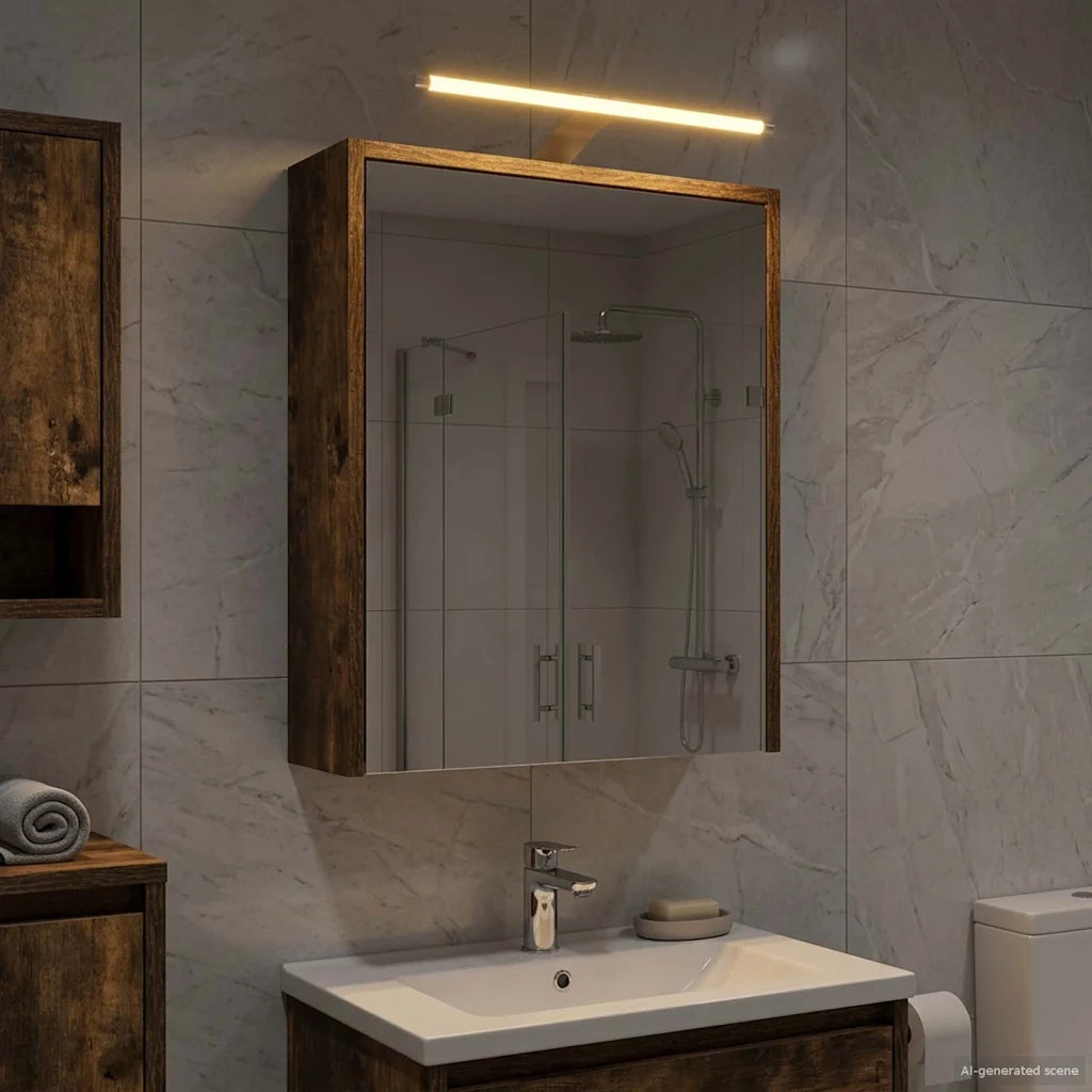 Mobiletto per specchio da bagno Rovere fumé 43 x 16 x 62.5 cm 889147