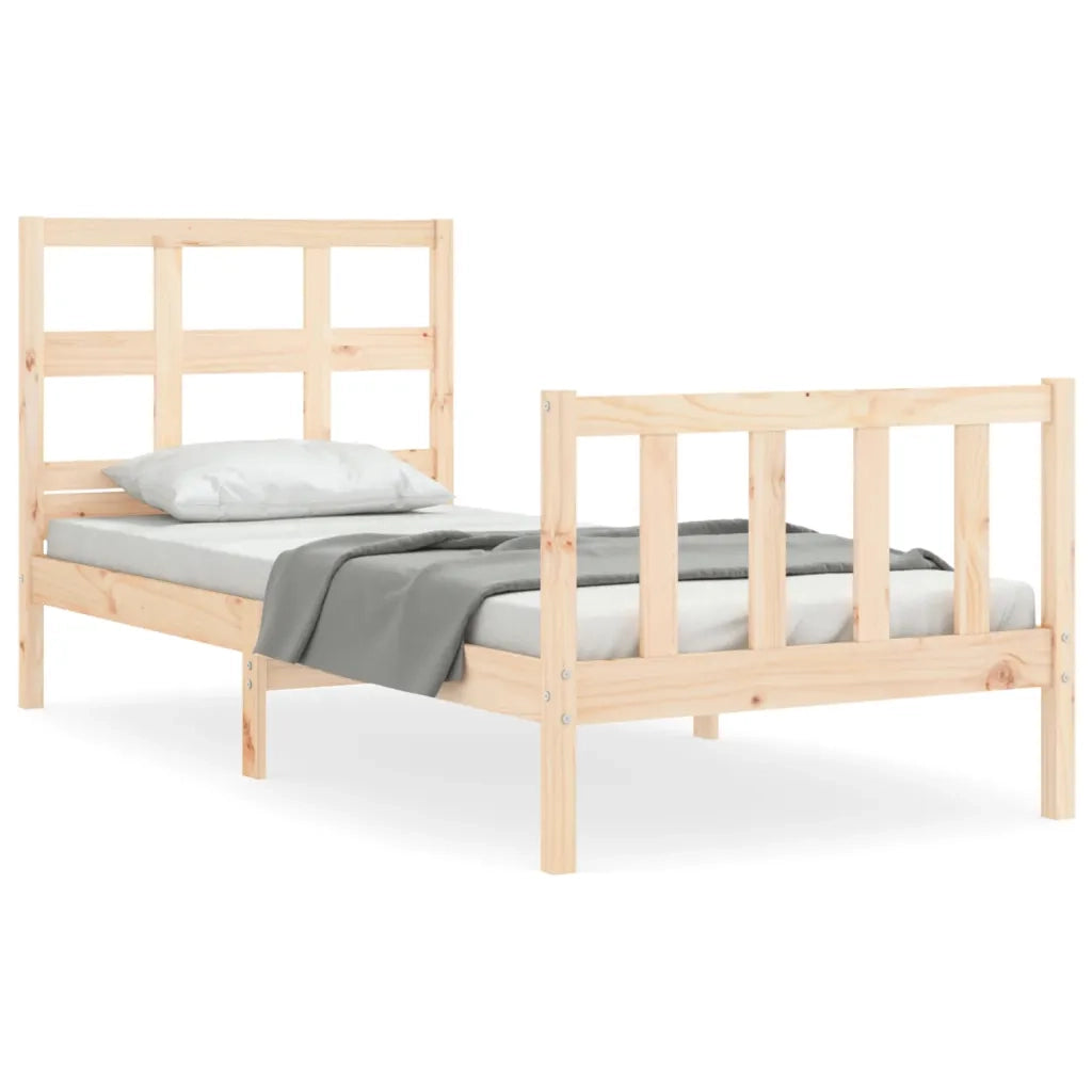 Giroletto con Testiera Single-Struttura Letto in Legno Massello 936598