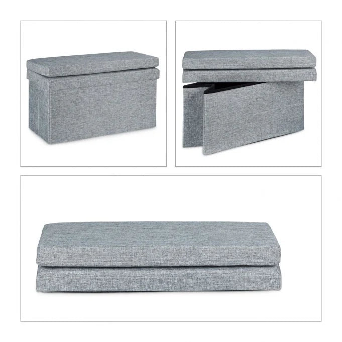 Pouf/pouf contenitore pieghevole per biancheria 76cm grigio 13_0002782
