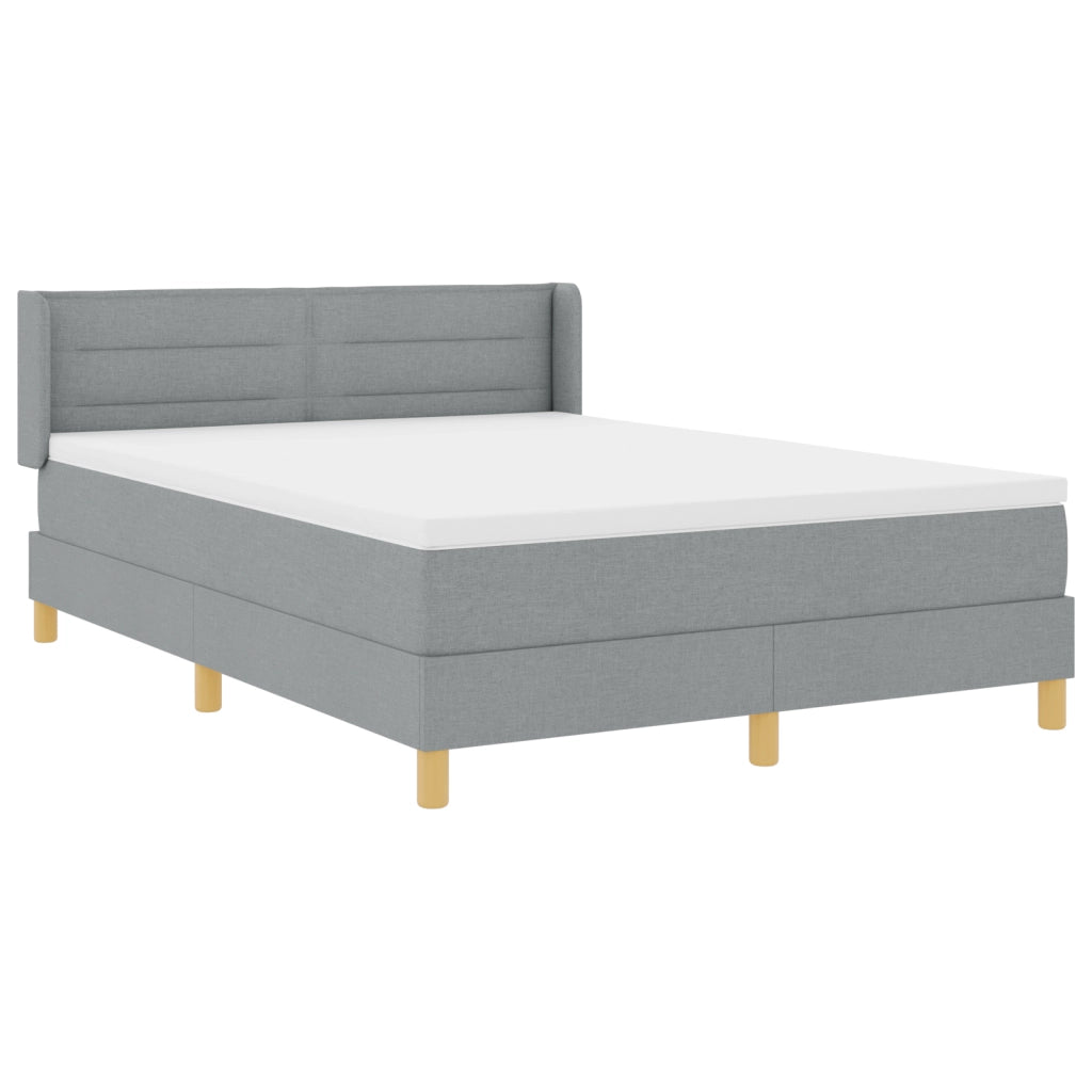 Letto con box spring  e materasso grigio chiaro 140x190 cm in tessuto
