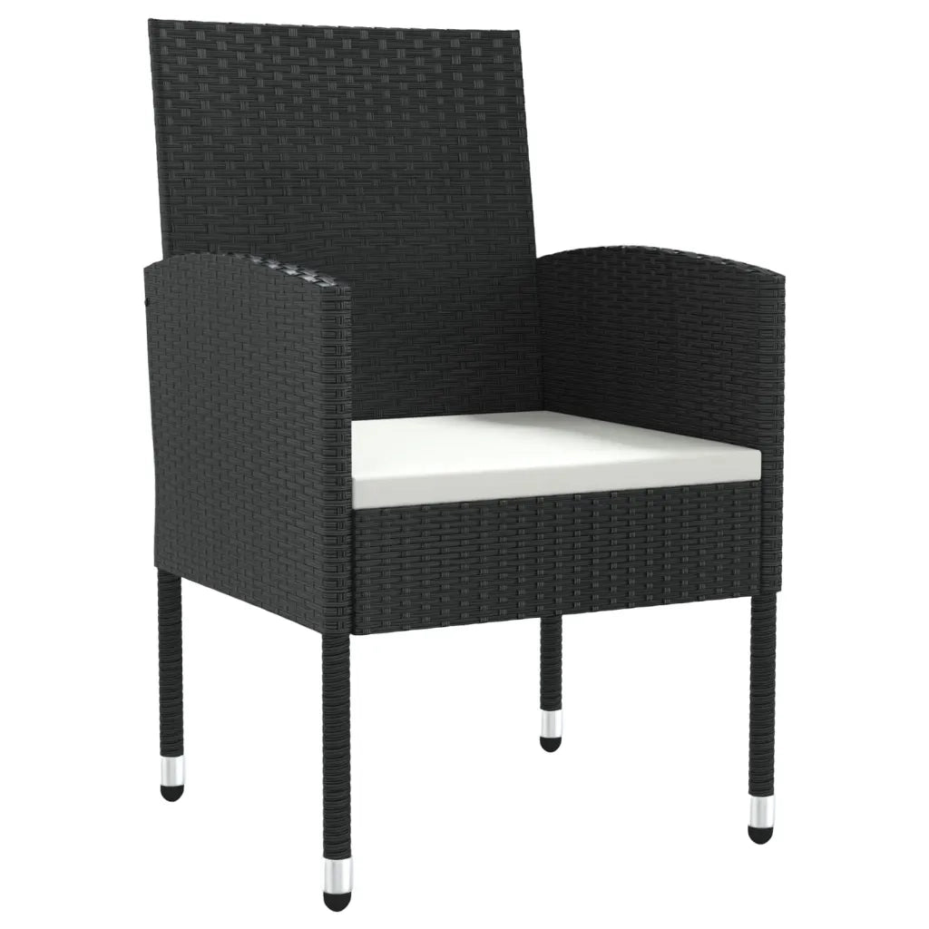 Set da Pranzo da Giardino 5 pz Nero in Polyrattan e Acciaio 3203306