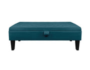 Divanetto In Velluto Panca Contenitore Pouf PortaOggetti Panca Sgabello A Pie Di Letto Cassapanca Ingresso Legno Massello Panchina - Petrolio