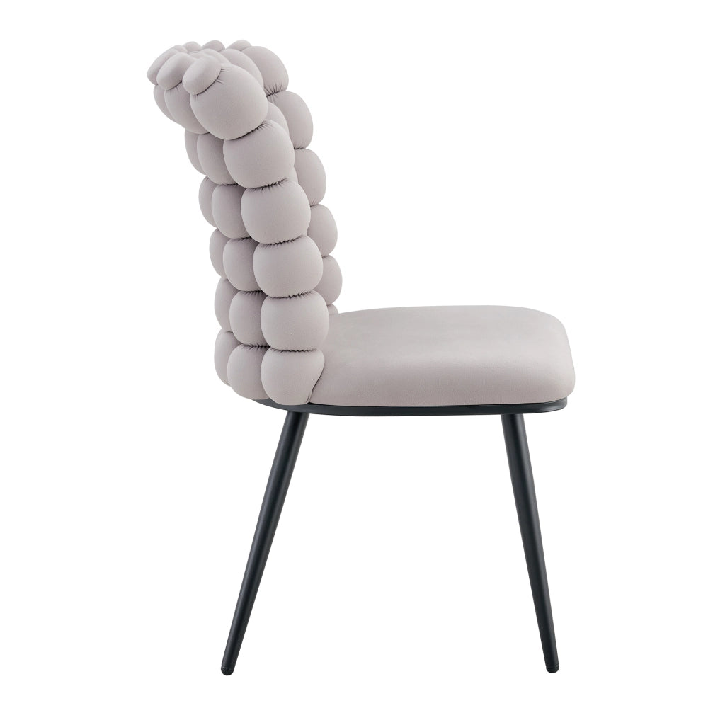 Sedia da pranzo in velluto con schienale 3D e gambe in metallo nero grigio chiaro