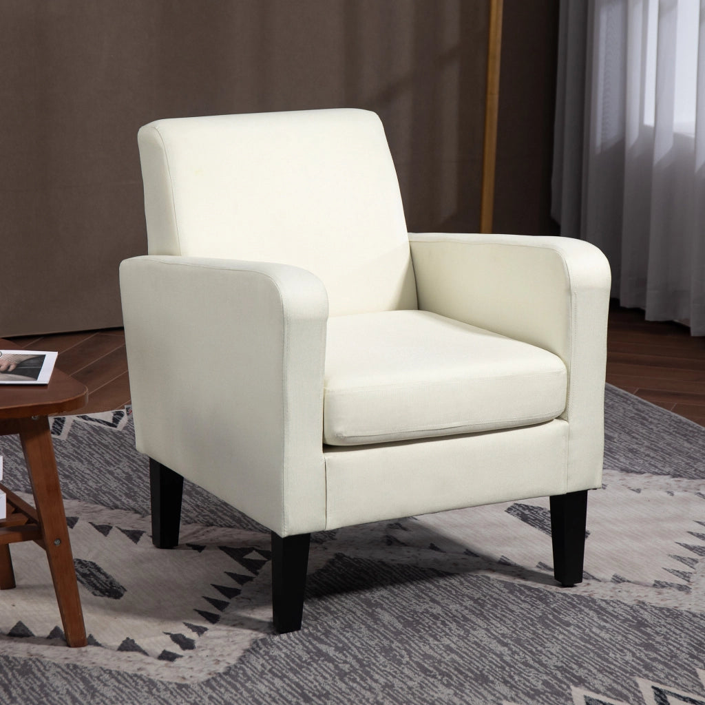 Poltroncina da Camera Moderna in Tessuto con Braccioli, 66x72x74 cm, Crema