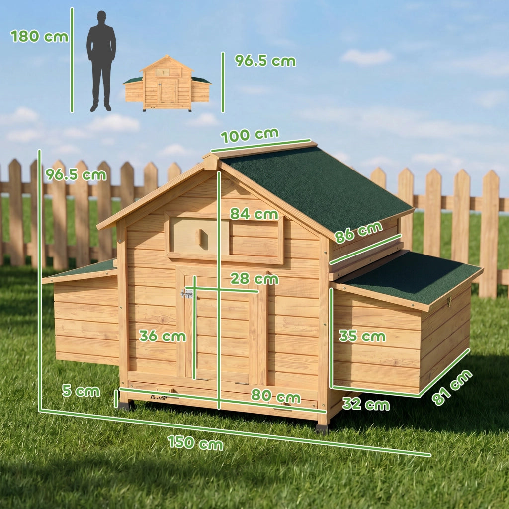 Pollaio Casetta Galline 150x100x96,5 cm con Tetto Impermeabile in Legno Giallo