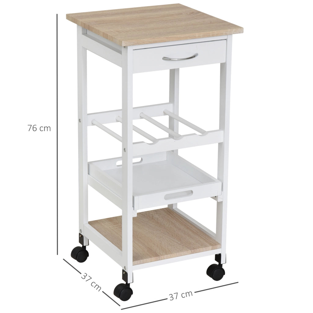 Carrello da cucina 4 livelli ¨C zephmum ¨C 37x37x76 cm bianco