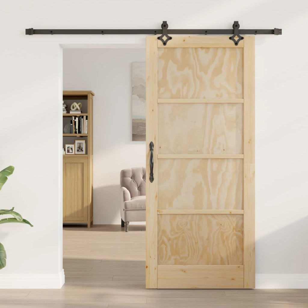 Porta scorrevole Naturale e Nero 86 x 198,5 cm