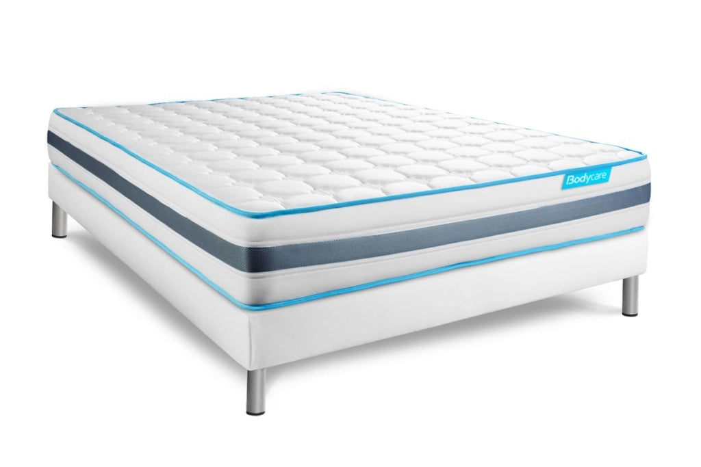 Pacchetto letto completo - Materasso 140x190cm + Box spring con doghe (kit) + 2 cuscini + Piumino - BodyFlex