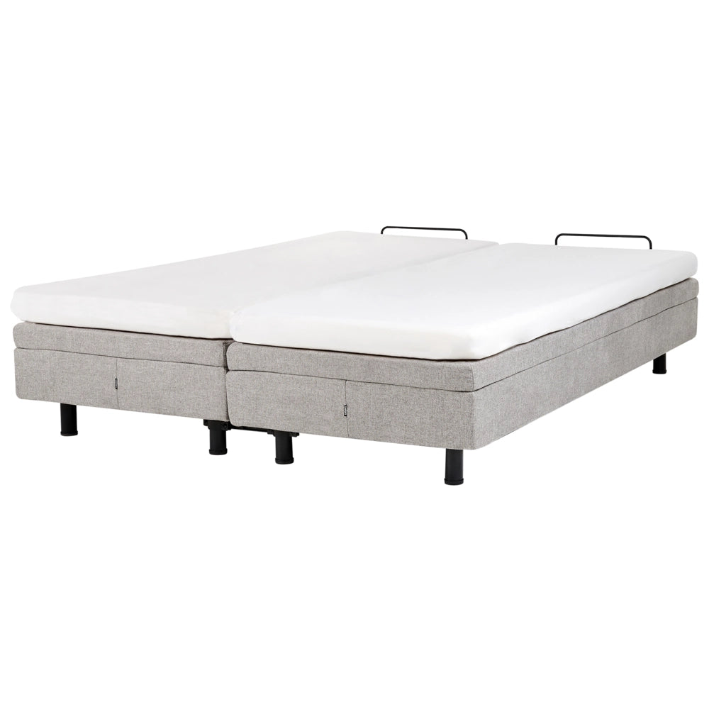 Letto elettrico matrimoniale tessuto grigio chiaro regolabile con telecomando senza testiera 180x200 cm stile moderno