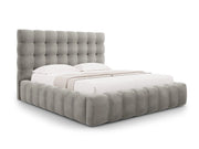 Cosmopolitan Design - Letto a cassettone con testiera "Bali" 160x200cm in velluto grigio chiaro 
