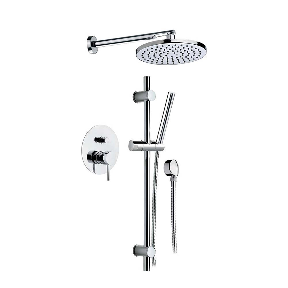 Set doccia suvi completo caratterizzato da forme tonde e minimali ideali per rendere l'ambiente bagno raffinato ed elegante