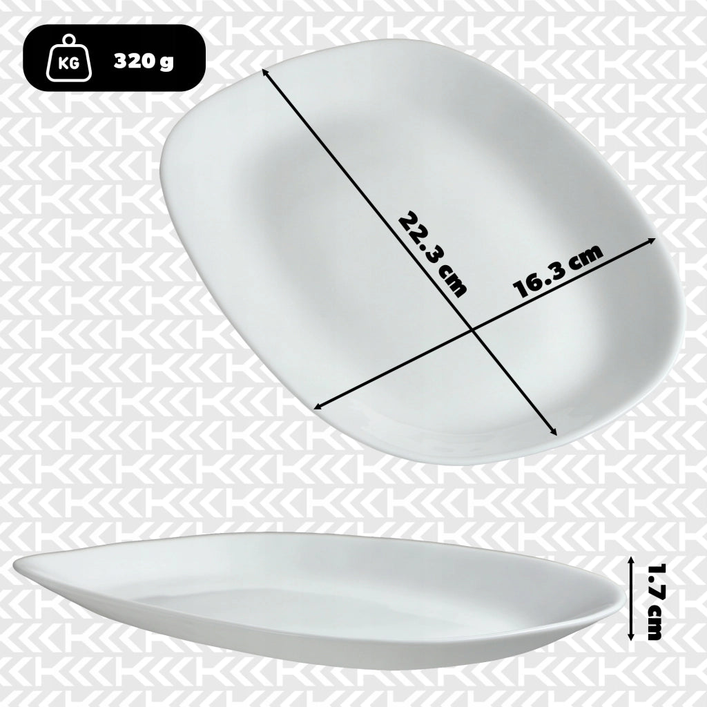 Piatto da portata ovale in vetro KADAX 22x16 cm per snack, bianco