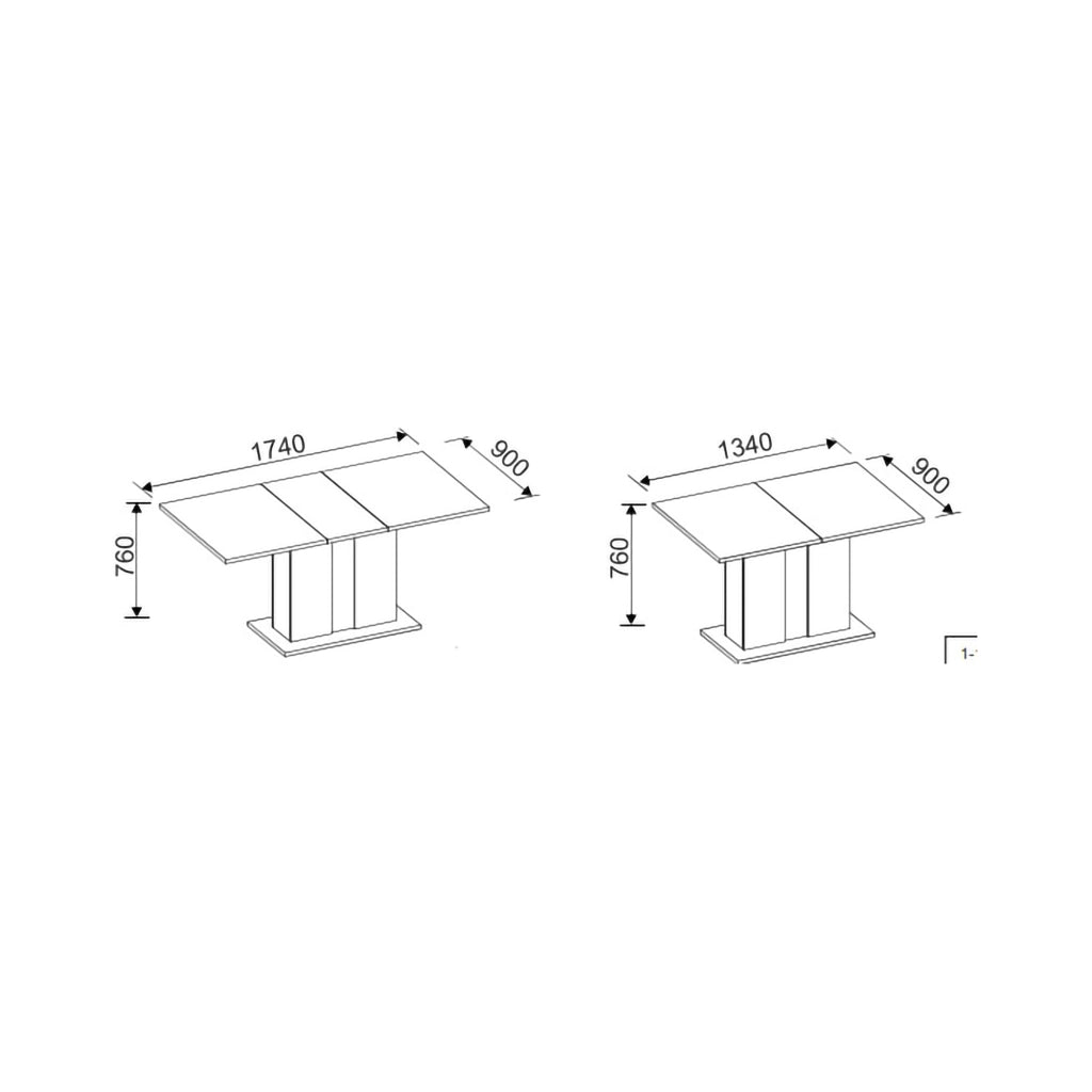 Livale, Tavolo Allungabile 8 Posti, 134x90x76h cm Bianco