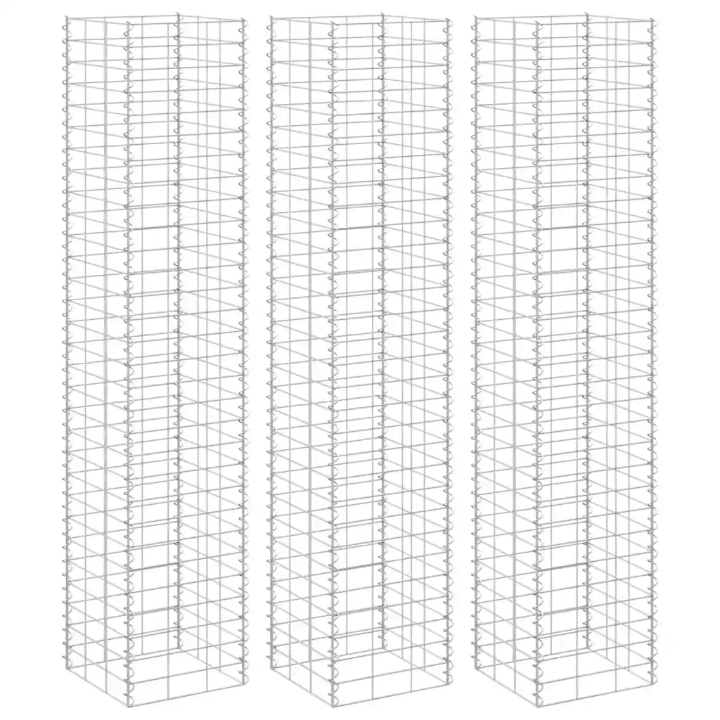 Fioriere Rialzate a Gabbione 3 pz 30x30x150 cm in Ferro
