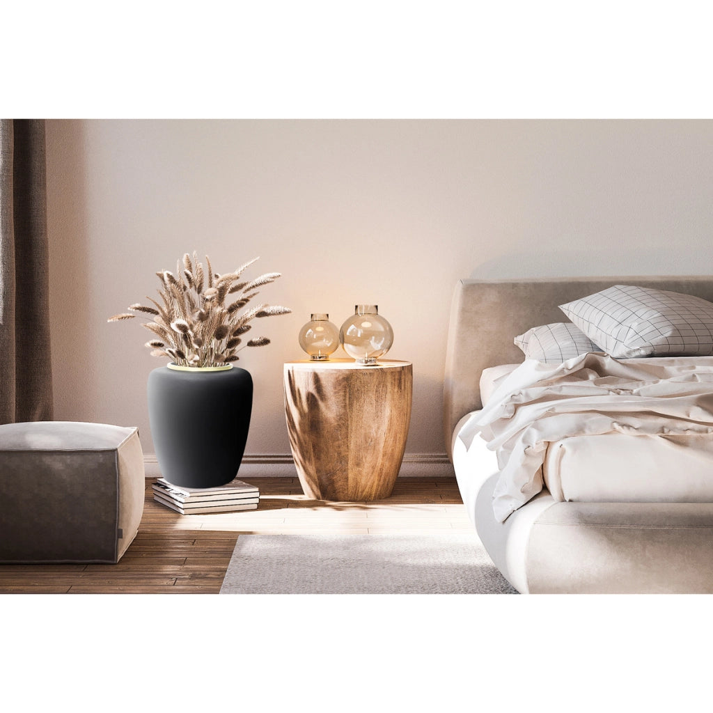 Vaso Art Deco 2025 in ferro nero opaco e oro rosa