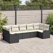Set Divano da Giardino Nero polyrattan