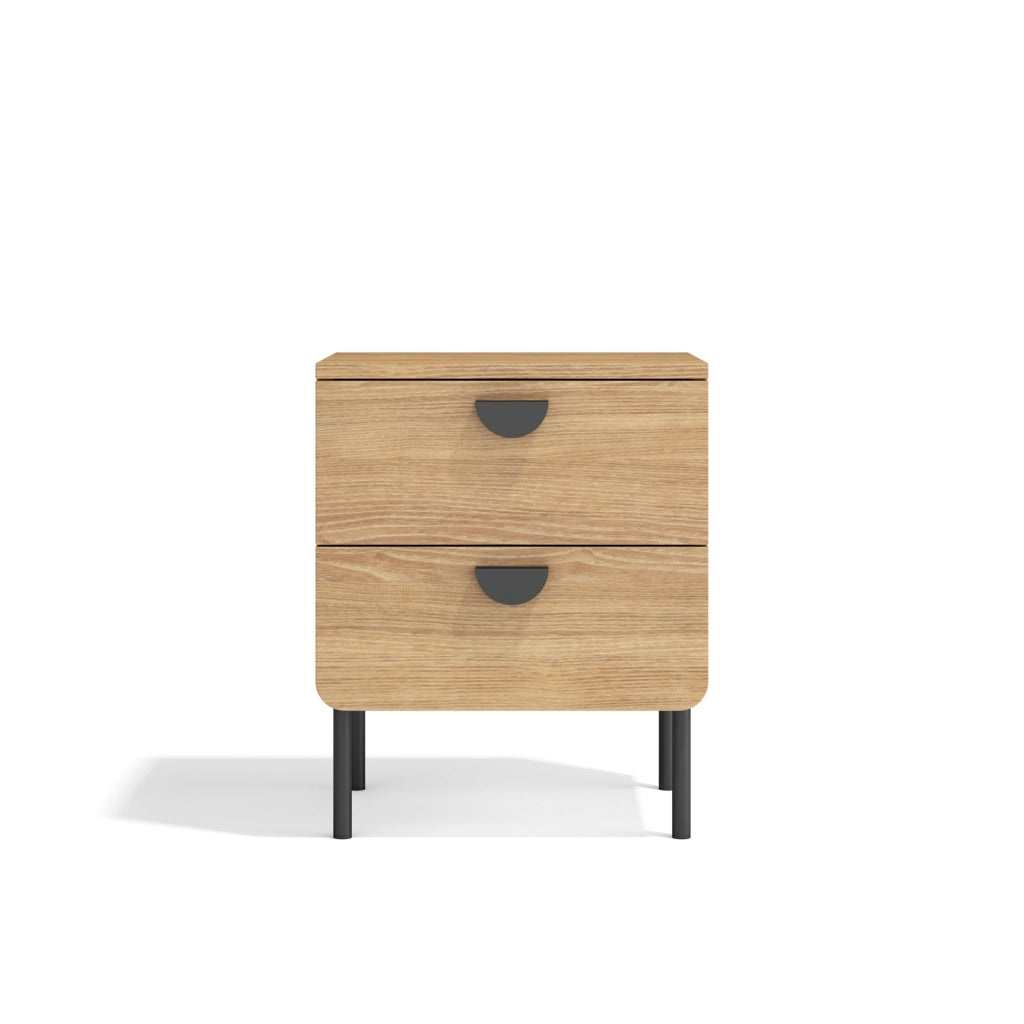 Comodino Herdasa 2 cassetti rovere dorato 55×40×34