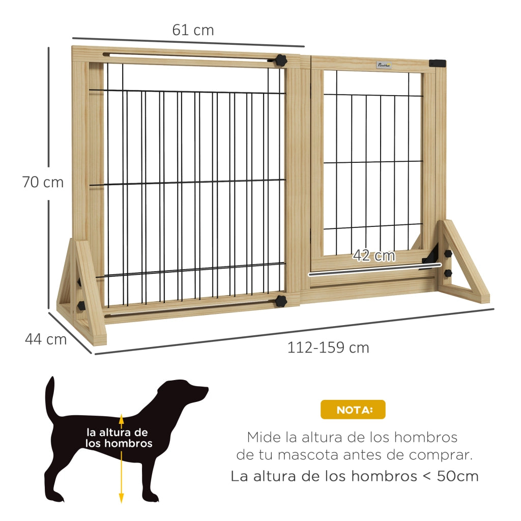 Recinto per Cani Esterno 2 Pannelli Pieghevole ¨C Zephmum ¨C 112-159x44x70 cm Legno Naturale