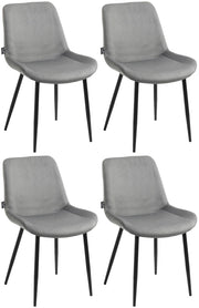 Set di 4 sedie da pranzo Victoria in velluto grigio
