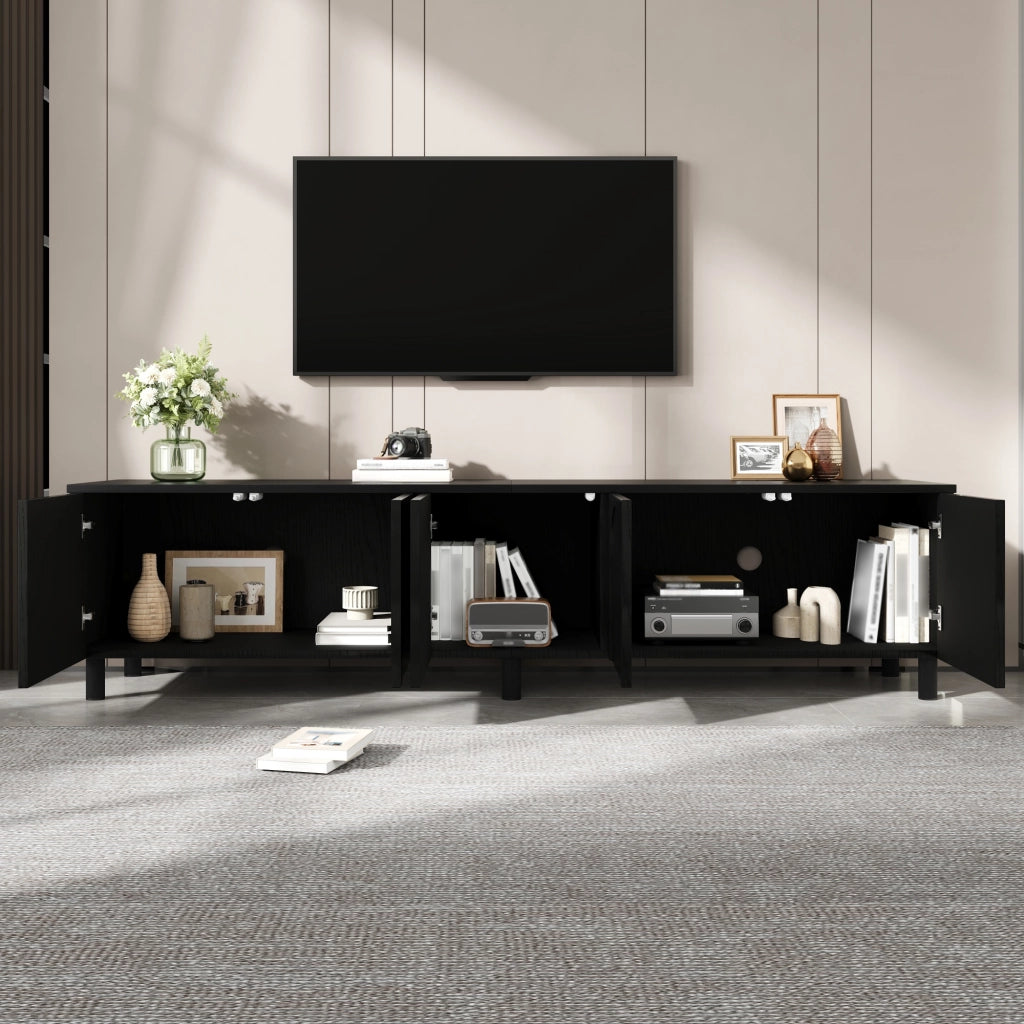 Mobile TV Basso ¨C MINIMAL ¨C Bianco, 5 Ante, Truciolato e MDF, Gambe in Metallo