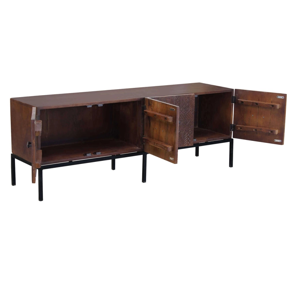 Porta tv con decoro 4 ante in Legno Metallo cm 150x40x55 - LUDO