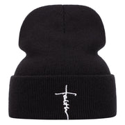 Cappelli invernali caldi di lana con croce, neri