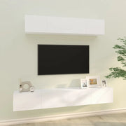 Set di Mobili Porta TV 4 pz-Credenza per TV Bianco in Legno Multistrato 144444