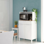 Credenza\ Asaro, Credenza da cucina a 2 ante, Mobile ausiliario multiuso, Armadio moderno, cm 72x4h126, Bianco e Rovere
