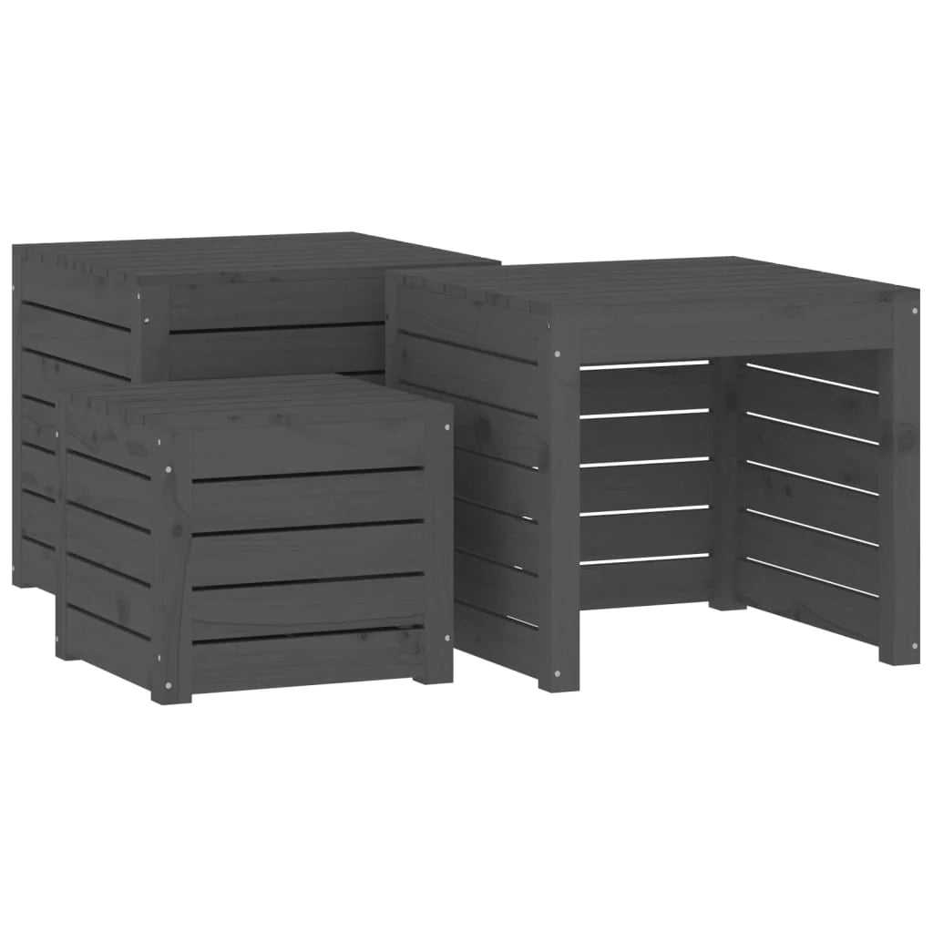 Set di 4 contenitori da giardino in legno massello di pino grigio 02_0013181