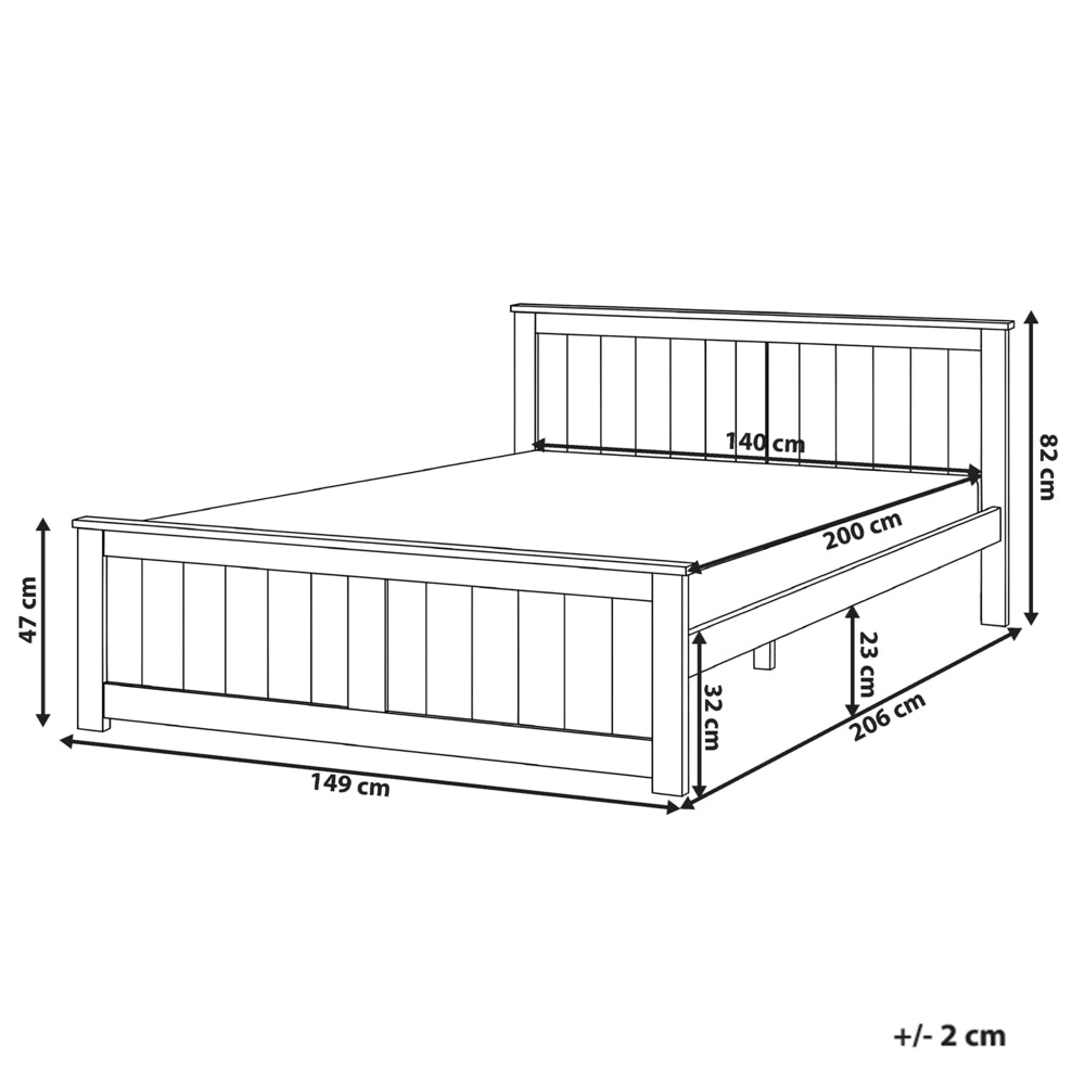 Letto matrimoniale in legno di Pino Bianco con testiera 140 x 200 cm stile minimalista