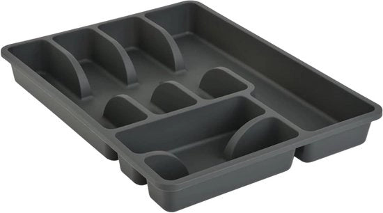 Organizzatore di accessori da cucina 6 cassettoni in plastica BPA libero 38 x 29 cm antracite