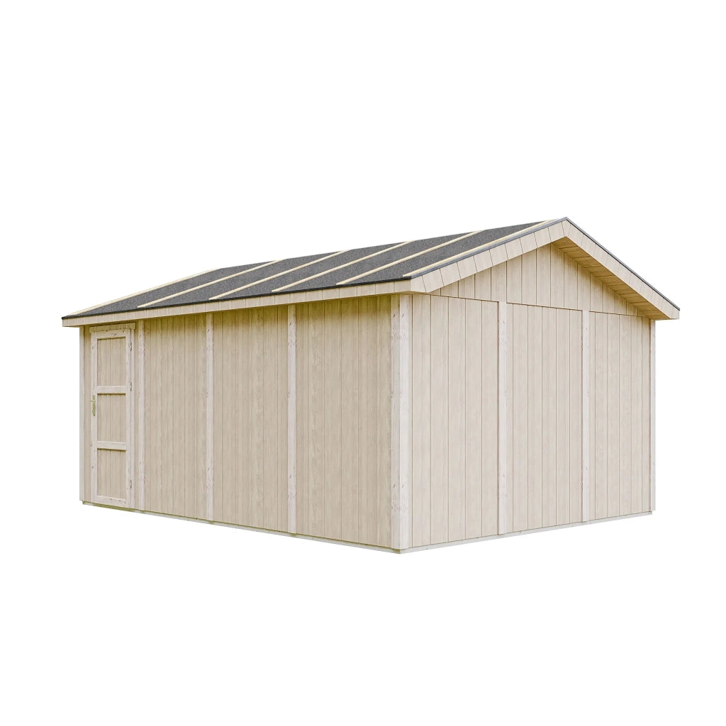 Garage di 17 m²- L378xL530 cm- Garage per auto, moto, biciclette - Costruzione con pannelli LP Smartside - Timbela M991B