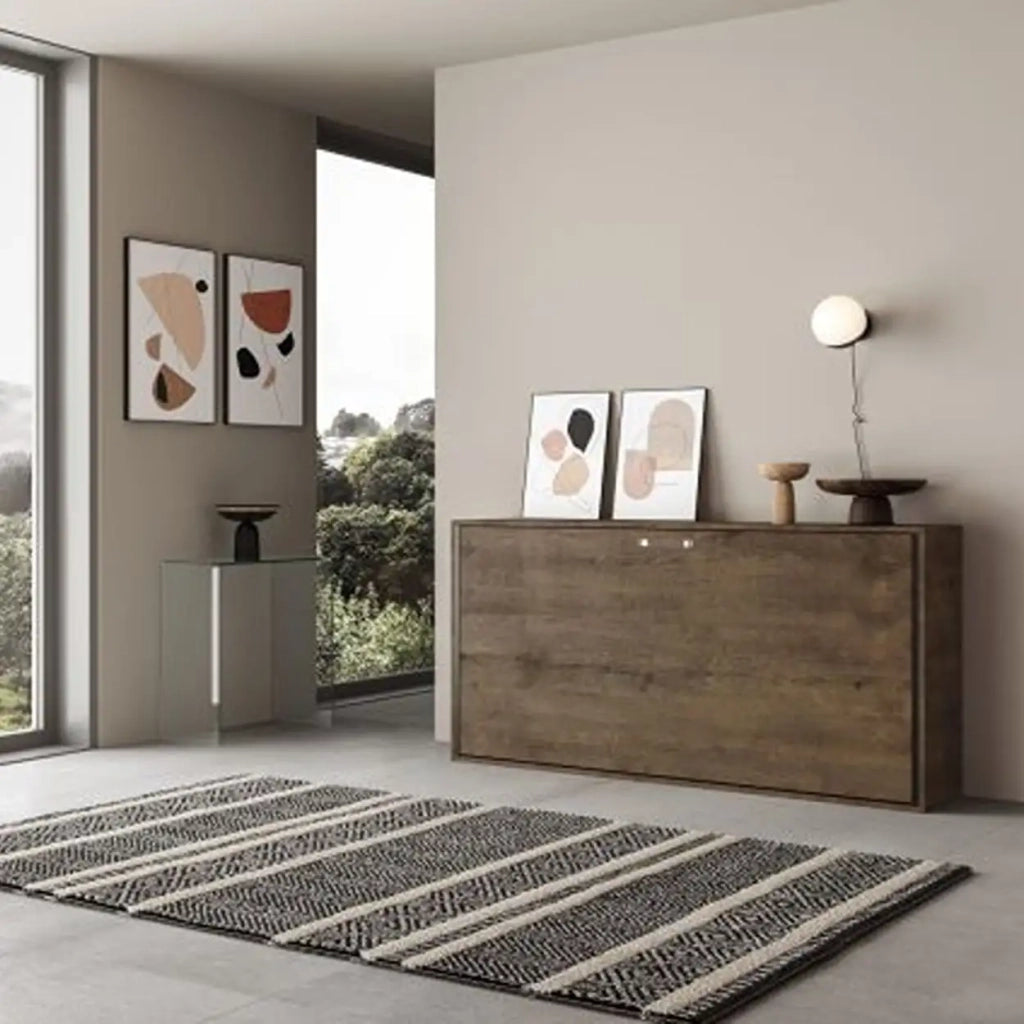 Letto singolo a scomparsa Kando con materasso noce